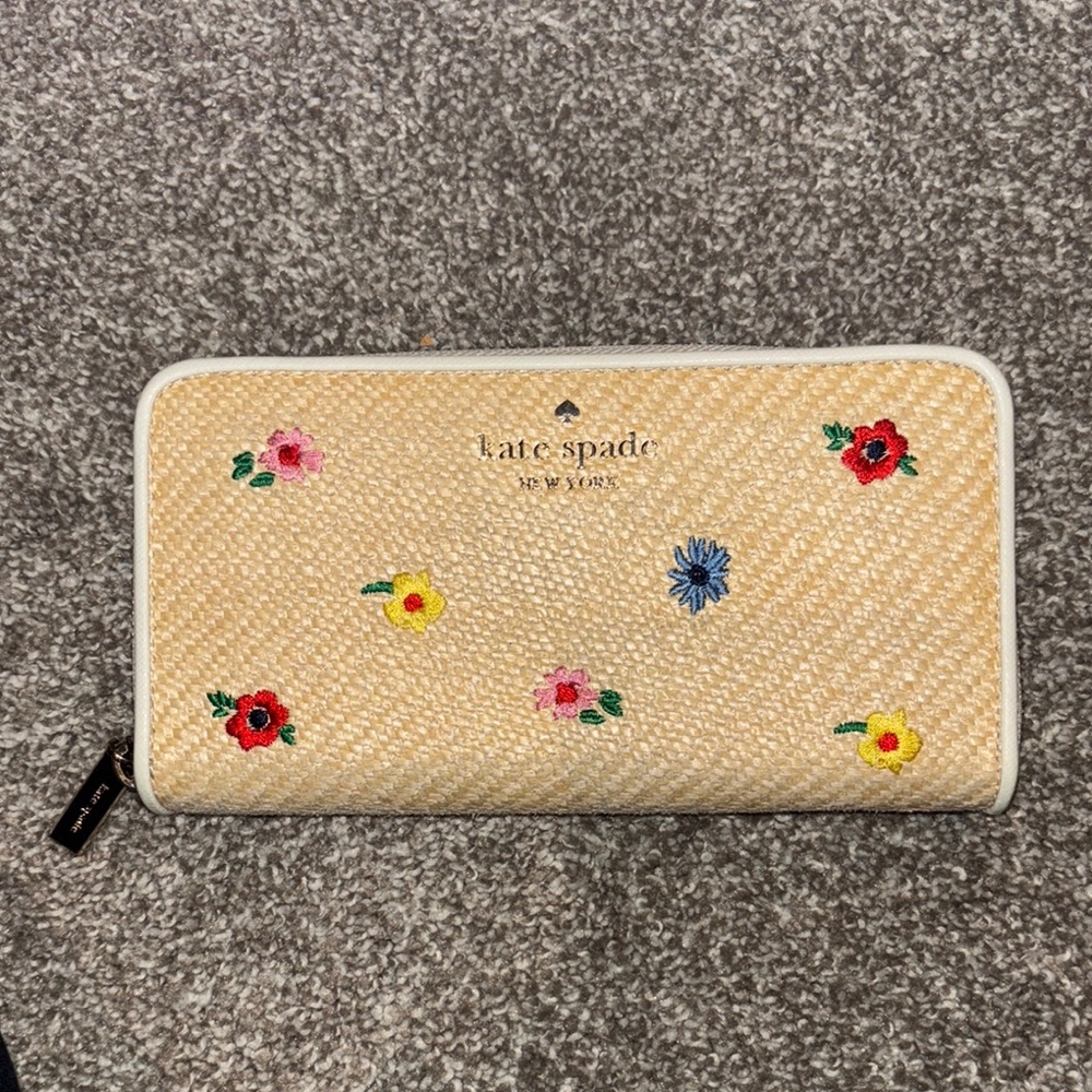 Kate Spade Staci Garden Bouquet Straw Large Continental Wallet